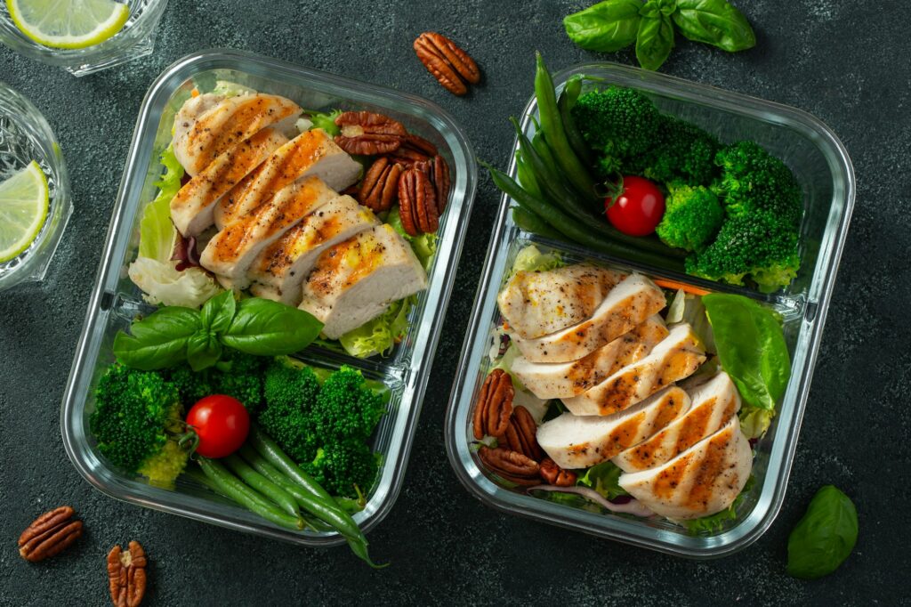 Meal prep containers from NutriPOM's Metabolic Balance Program which is a part of their Holistic Nutrition Programs.